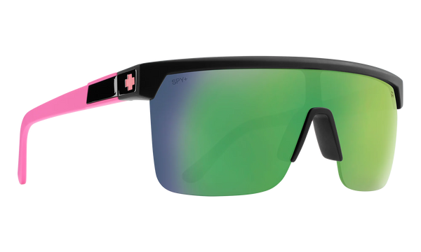 Spy FLYNN 5050 Matte Black & Pink w/ Happy Light Green Mirror