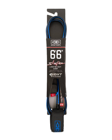 Ocean & Earth One-XT Slimline Comp 6'6" Surfboard Leash - Black & Blue