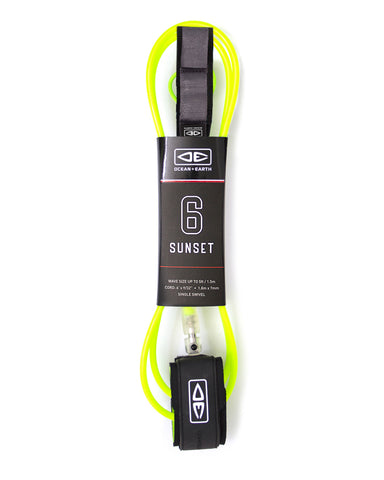 Ocean & Earth Sunset 6'0" Surfboard Leash - Lime