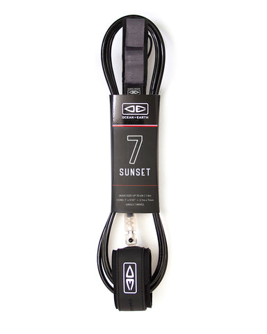 Ocean & Earth Sunset 7'0" Surfboard Leash - Black