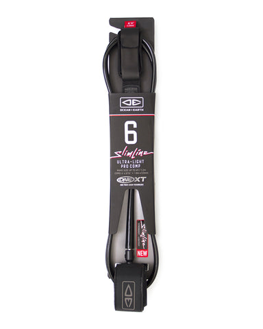 Ocean & Earth One-XT Slimline Comp 6'0" Surfboard Leash - Black